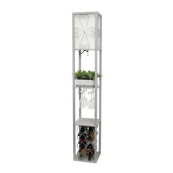 Etagere Organizer Storage Shelf Floor Lamp With Linen Shade Gray - Simple Designs -Adesso Sales Store GUEST ae1b0f45 14a1 4b11 94ce 177082b7b7c0