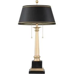 Barnes And Ivy Georgetown Traditional Desk Lamp 28 1/2" Tall Warm Brass With USB Charging Port Black Shade For Bedroom Living Room Bedside Office Kids -Adesso Sales Store GUEST ae744be2 d7e5 4ce7 acb9 0a26a7ff6122