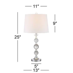 360 Lighting Solange Modern Table Lamps 25" High Set Of 2 Stacked Crystal Glass Silver White Tapered Drum Shade For Bedroom Living Room Nightstand -Adesso Sales Store GUEST aebd4aca c95d 4e9a 818c 2118dfe94156