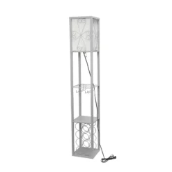 Etagere Organizer Storage Shelf Floor Lamp With Linen Shade Gray - Simple Designs -Adesso Sales Store GUEST af371c8d ac58 4e2a 91c0 adadc3f2db40