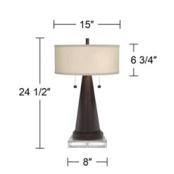Franklin Iron Works Craig Rustic Farmhouse Table Lamps Set Of 2 With Square Risers 24 1/2" High Bronze With USB Charging Port Natural Shade For Desk -Adesso Sales Store GUEST b107e3c4 b449 4d1a 8e02 9bfbbb2692f6