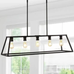 26.75" 5-Light LED Adjustable Iron Floyd Farmhouse Pendant Oil Rubbed Bronze - JONATHAN Y -Adesso Sales Store GUEST b15ac43a bec4 438e 9cc2 bed080f650ae