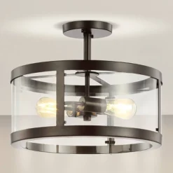 15" Iron And Glass Herndon Modern LED Flush Mount - Jonathan Y -Adesso Sales Store GUEST b1ba434d 5bb2 45fd 8f6e 1c90b0cbf31f