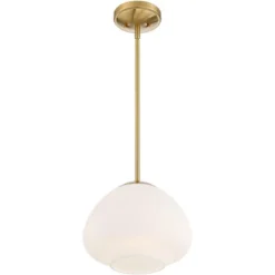 Possini Euro Design Orilla Brass Mini Pendant Light 11 3/4" Wide Mid Century Modern White Opal Glass Shade For Dining Room House Foyer Kitchen Island -Adesso Sales Store GUEST b30bd1e8 35ac 46e4 afe7 4dbfc3645d7c