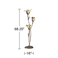 Franklin Iron Works Rustic Floor Lamp With USB Charging Port 3-Light 68 1/4" Tall Bronze Gold Lily-Shaped Amber Shade Living Room -Adesso Sales Store GUEST b360cfd4 985b 441b b033 081625c372d9