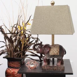 Elephant Table Lamp With Fabric Shade Brown - Lalia Home -Adesso Sales Store GUEST b38f065d c749 457d 98c9 5abf7f0d4306
