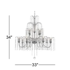 Vienna Full Spectrum Crystal Rain Chrome Chandelier 33" Wide Modern 12-Light Fixture For Dining Room House Foyer Kitchen Island Entryway Bedroom Home -Adesso Sales Store GUEST b39b6d30 6719 4c71 ab07 94ccd2122868