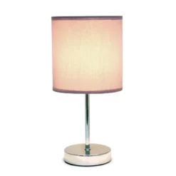 11.81" Traditional Petite Metal Stick Bedside Table Desk Lamp In Chrome With Fabric Shade Purple - Creekwood Home -Adesso Sales Store GUEST b3b96213 3b37 4133 913f dce6c5fffcfa