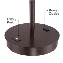 360 Lighting Modern Accent Table Lamp With USB And AC Power Outlet 23 1/2" High Bronze Fabric Drum Shade For Bedroom Living Room House Desk Bedside -Adesso Sales Store GUEST b3e9411d 4c23 4f75 96f4 cac9058e6543