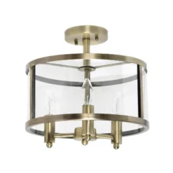3-Light 13" Industrial Farmhouse Glass/Metallic Accented Semi-flushmount Ceiling Light - Lalia Home -Adesso Sales Store GUEST b675824c 174e 40ce 9aff 6f7ad062c5f3