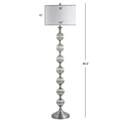 60.5" Glass/Metal Oslo Floor Lamp (Includes LED Light Bulb) Silver - JONATHAN Y -Adesso Sales Store GUEST b70be6b7 3d56 4d0c b40c 52a6ce8c2181