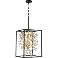 Possini Euro Design Carrine Black Gold Pendant Chandelier 15 1/4" Wide Modern Clear Crystal 4-Light Fixture For Dining Room House Foyer Kitchen Island -Adesso Sales Store GUEST b735d13c 1eec 4f19 9423 8a87f77cc1fd