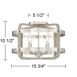 Barnes And Ivy Woodway Modern Farmhouse Ceiling Light Flush Mount Fixture 15 3/4" Wide Brushed Nickel Wood Grain 4-Light For Bedroom Living Room House -Adesso Sales Store GUEST b7bd2836 26bf 432b adaa 22d954f38a36