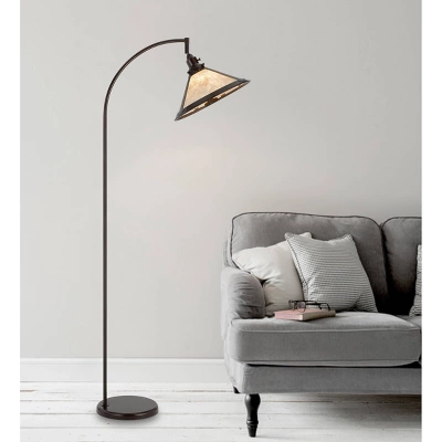 65" Metal Downbridge Adjustable Floor Lamp With Mica Shade Bronze - Cal Lighting 1 65" Metal Downbridge Adjustable Floor Lamp With Mica Shade Bronze - Cal Lighting