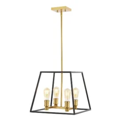 15" 4-Light Lloyd Farmhouse Industrial Iron LED Pendant Black/Brass Gold - JONATHAN Y -Adesso Sales Store GUEST ba575620 27f1 494c 8179 2ae528a8cadc