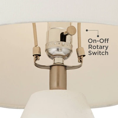 360 Lighting Modern Table Lamps 26" High Set Of 2 White Gourd Fabric Tapered Drum Shade For Bedroom Living Room House Home Bedside Nightstand Office 4 360 Lighting Modern Table Lamps 26" High Set Of 2 White Gourd Fabric Tapered Drum Shade For Bedroom Living Room House Home Bedside Nightstand Office - Image 4