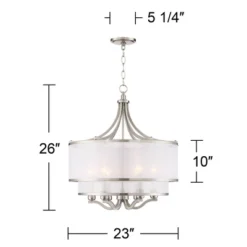 Possini Euro Design Nor Brushed Nickel Pendant Chandelier 23" Wide Modern Double White Organza Shade 6-Light Fixture For Dining Room Kitchen Island -Adesso Sales Store GUEST bb16169e e8ac 40d5 a519 799cfcb81c1e