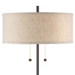 360 Lighting Modern Accent Table Lamp With USB And AC Power Outlet 23 1/2" High Bronze Fabric Drum Shade For Bedroom Living Room House Desk Bedside -Adesso Sales Store GUEST bbac2bb6 1a02 41fa 91fd a33d37eea144