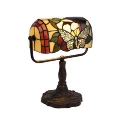 Tiffany Style Bankers Lamp With Butterfly Design (Includes LED Light Bulb) - Trademark Global -Adesso Sales Store GUEST bc470588 9771 456a 9a17 3bea439a655c
