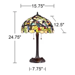 Robert Louis Tiffany Traditional Table Lamp 24.75" High Bronze Tropical Birds Stained Glass Shade For Living Room Family Bedroom Nightstand -Adesso Sales Store GUEST bd1c26a2 18b4 4d8c aea7 5e689b95d83c