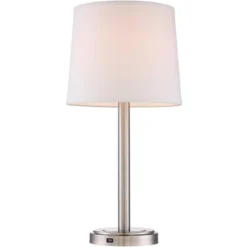 360 Lighting Camile Modern Table Lamps 25" High Set Of 2 Brushed Nickel With Table Top Dimmers USB Charging Port Off White Drum Shade For Office Desk -Adesso Sales Store GUEST bd74f808 5cfe 4a39 bf36 e718ea55ce6b
