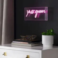 11.8" Yass Queen Contemporary Glam Acrylic Box Pendant (Includes LED Light Bulb) Neon Pink - JONATHAN Y -Adesso Sales Store GUEST bdbc368d 71a1 4b08 b40c 1c65c7641f04