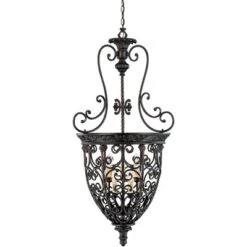 Franklin Iron Works French Scroll Rubbed Bronze Chandelier 22 1/2" Wide Rustic 9-Light Fixture For Dining Room House Kitchen Island Entryway Bedroom -Adesso Sales Store GUEST be2803c9 6179 4d49 9451 fd37143d4714