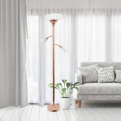 3 Light Floor Lamp With Scalloped Glass Shade Rose Gold - Elegant Designs -Adesso Sales Store GUEST be4b2bf3 82c6 4071 a99a 9e193bdd5995
