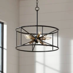 Possini Euro Design La Vista Black Chandelier 20 1/4" Wide Modern Sputnik 9-Light Fixture For Dining Room House Foyer Kitchen Island Entryway Bedroom