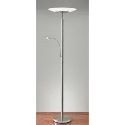 72" Stellar Combo Torchiere Steel (Includes LED Light Bulb) - Adesso