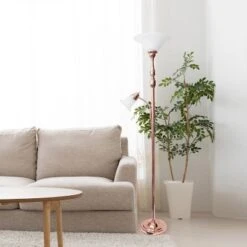 Torchiere Floor Lamp With Reading Light And Marble Glass Shade Rose Gold - Lalia Home -Adesso Sales Store GUEST c016ec48 86cd 44b4 b141 72be003e546b