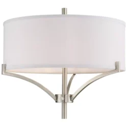 360 Lighting Modern Floor Lamp 62" Tall Black And Brushed Steel Column White Linen Drum Shade For Living Room Reading Bedroom Office -Adesso Sales Store GUEST c26caff9 28ce 491d a884 e7c350598742