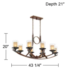 Franklin Iron Works Tafford Mahogany Wood Linear Pendant Chandelier 43 1/4" Wide Rustic Farmhouse Clear Glass 8-Light Fixture For Dining Room Kitchen -Adesso Sales Store GUEST c26f402d a13c 4e1e b6c4 d3d06e4f8dd8