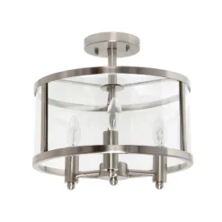 3-Light 13" Industrial Farmhouse Glass/Metallic Accented Semi-flushmount Ceiling Light - Lalia Home -Adesso Sales Store GUEST c371b874 fc3a 4d28 94de 490f0498210a