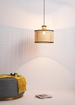 VidaLite - Nakuv Rattan And Velvet Pendant Light (Large) 2 VidaLite - Nakuv Rattan And Velvet Pendant Light (Large) - Image 2