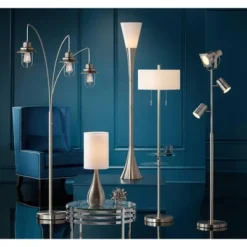 Possini Euro Design Piazza Modern Torchiere Floor Lamp 72 1/2" Tall Brushed Nickel Metal Frosted White Glass Shade For Living Room Bedroom Office Home -Adesso Sales Store GUEST c4055c5b c330 4882 8cdd de2ac843709b