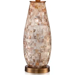 Regency Hill Cottage Table Lamps 26.5" High Set Of 2 Mother Of Pearl Tile Vase Beige Drum Shade For Living Room Family Bedroom Bedside Office -Adesso Sales Store GUEST c476e642 fbed 4a1c bbbe 3c8ab08566cb