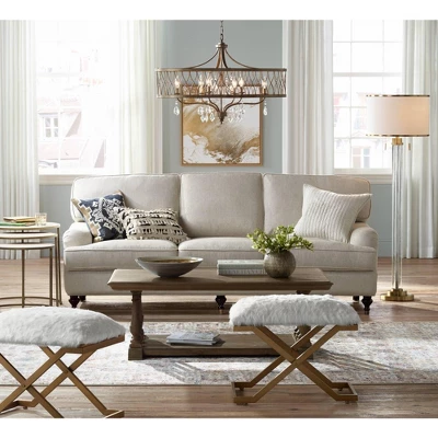 Possini Euro Design Cadence Modern Floor Lamp Standing 62" Tall Crystal Glass Column Satin Brass Linen Drum Shade For Living Room Bedroom Office House 7 Possini Euro Design Cadence Modern Floor Lamp Standing 62" Tall Crystal Glass Column Satin Brass Linen Drum Shade For Living Room Bedroom Office House - Image 7