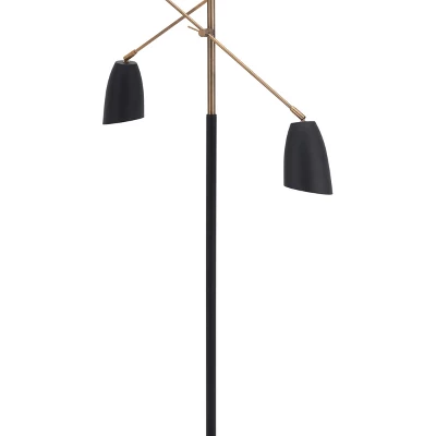 71" Retro Modern Floor Lamp (Includes Light Bulb) Matte Black/Brass - ZM Home 2 71" Retro Modern Floor Lamp (Includes Light Bulb) Matte Black/Brass - ZM Home - Image 2