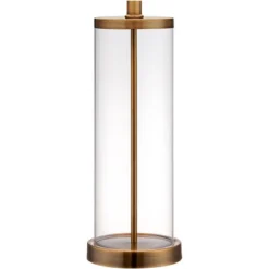 360 Lighting 26" High Cylinder Country Cottage Table Lamps Set Of 2 Fillable Clear Gold Finish Glass Metal White Shade Living Room Bedroom Bedside -Adesso Sales Store GUEST c756df7d 2d97 4e5d a037 eaeb94802bfb