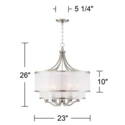 Possini Euro Design Nor Brushed Nickel Pendant Chandelier 23" Wide Modern Double White Organza Shade 6-Light Fixture For Dining Room Kitchen Island -Adesso Sales Store GUEST c8291423 786b 40bf 928d 6d118cca3b09