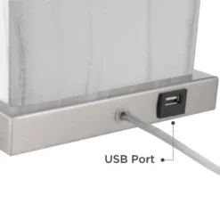 360 Lighting Connie Modern Table Lamps 25" High Set Of 2 White Faux Marble With USB Charging Ports Rectangular Shade For Living Room Office Desk House -Adesso Sales Store GUEST c833dd05 6e10 456d b64b 2e0678fc3334