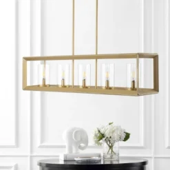 LED 5-Light Metal/Glass Anna Linear Pendant - JONATHAN Y -Adesso Sales Store GUEST c8646620 5a04 4cf7 8845 38626f7d3fed