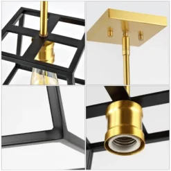 9.25" 1-Light Girard Farmhouse Industrial Iron LED Pendant Black/Brass Gold - JONATHAN Y -Adesso Sales Store GUEST c92aaa37 9be1 4704 a8b5 aeaa0fb5af3c