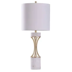 Abyaz Concave Metal Table Lamp With Marble Accent Drum Shade Gold - StyleCraft -Adesso Sales Store GUEST ca2fdc6a 4208 4ccd b709 472c71c89180