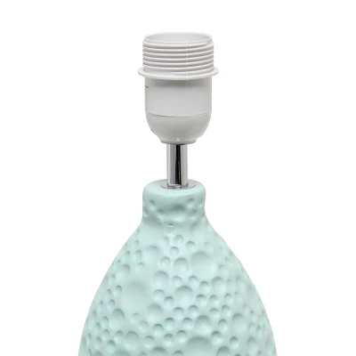 14.17" Traditional Ceramic Texture Thumbprint Tear Drop Table Desk Lamp With Tapered White Shade Blue - Creekwood Home 3 14.17" Traditional Ceramic Texture Thumbprint Tear Drop Table Desk Lamp With Tapered White Shade Blue - Creekwood Home - Image 3