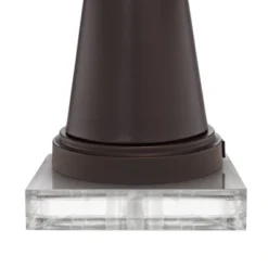 Franklin Iron Works Craig Rustic Farmhouse Table Lamps Set Of 2 With Square Risers 24 1/2" High Bronze With USB Charging Port Natural Shade For Desk -Adesso Sales Store GUEST cc0285ed a9d0 41b0 9356 3d2ef8cce2fd