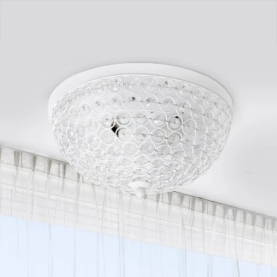 2pk 2-Light Crystal Glam Ceiling Flush Mount Pendants White - Lalia Home 1 2pk 2-Light Crystal Glam Ceiling Flush Mount Pendants White - Lalia Home