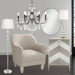 Vienna Full Spectrum DeMallo Dark Bronze Chandelier 26" Wide French Scroll Arm Clear Crystal 6-Light Fixture For Dining Room Home Foyer Kitchen Island -Adesso Sales Store GUEST cdae09d7 6635 4b46 a436 d85ec86d3502