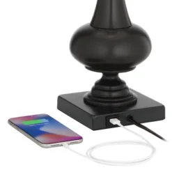 Franklin Iron Works Ross Rustic Farmhouse Table Lamps 27" Tall Set Of 2 Bronze With USB Charging Port Faux Leather Drum Shade For Living Room Desk -Adesso Sales Store GUEST cf60e11c c473 4b41 8a56 03e22ffd9c6a